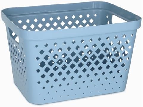 Glad Plastic Storage Basket Set, Value Pack of 6 | Open Storage Bins for Shelves, Bathroom, Pantry, Closet | Nesting Organizer Boxes with Handles, 4 Gallon, Marina Blue - Image 2