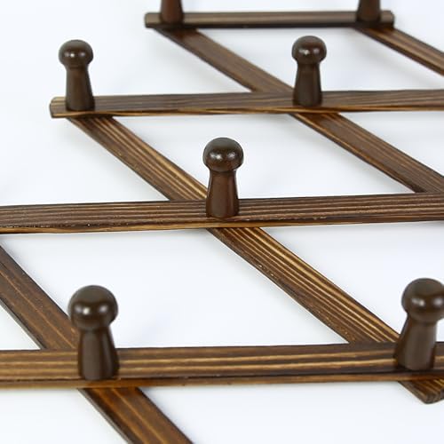 AMAPON Accordion Wall Hanger Expandable Coat Hat Rack 13Peg (Walnut) 2 Pack - Image 5