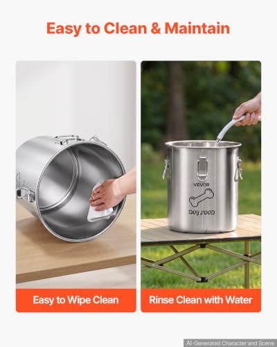 VEVOR Stainless Steel Dog Food Storage Container 17 lbs/5.28 Gal Capacity - Image 5