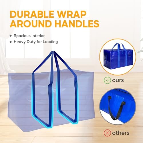 HealSmart 10 Pack Large Moving Bags with Zippers & Handles, Moving Supplies with lids, Heavy Duty Totes for Space Saving, Fold Flat, Moving and Storing, Blue - Image 7