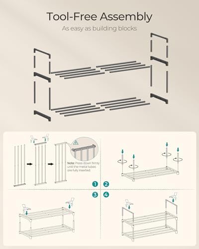 SONGMICS Shoe Rack, 2-Tier Shoe Organizer, Metal Storage Shelf - Image 5