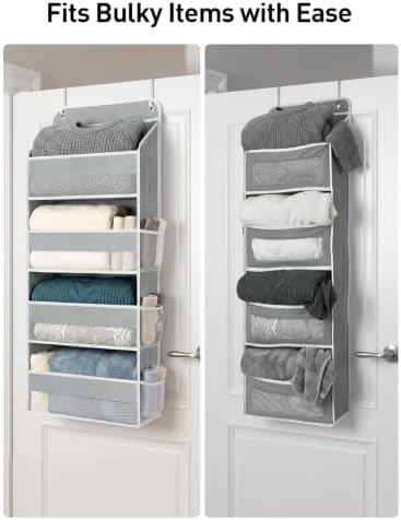 Yecaye Over the Door Organizer, Stuffed Animal Storage, Bathroom Organizers and Storage for Nursery Newborn Baby Essentials Stuff Dorm Room, Widen by 7cm, Deepen by 3cm, Grey 4 Tier Extra-Large - Image 5