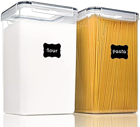 Large Food Storage Containers with Lids Airtight 6.5L / 5.9 quart, for Flour, Sugar, Baking Supply and Dry Food Storage, PANTRYSTAR 2PCS BPA Free Plastic Canisters for Kitchen Pantry Organization by PantryStar