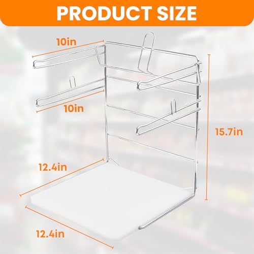 Bag Holder Stand for Plastic Bags – 15.7”Wx12.4”Dx12.4”H Metal Grocery Sack Holder and Dispenser Chrome T Shirt Bag Holder Rack Shopping Bag Holders for Grocery Bags for Retail and Store Use - Image 3