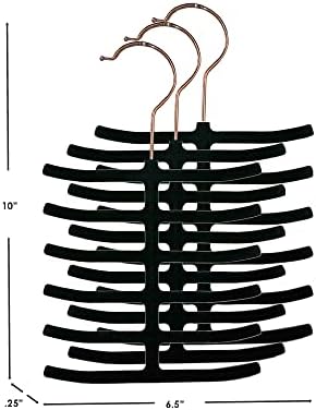 3-Pack Non-Slip Velvet Tie Hanger Organizer Rack by Home Basics | 360° Rotatable Hook | Holds 12 Ties Each | Versatile for Belts and Scarves | Slim Design - Image 7