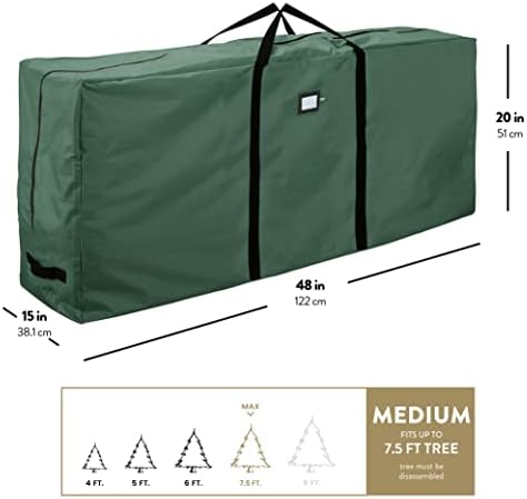 ZOBER 600D Oxford Fabric Christmas Tree Storage Bag - Fits 7.5 Ft Artificial Trees - Tear Proof Waterproof Christmas Tree Bag For Storage Box For Xmas - Strong, Durable Handles - Card Slot - Green - Image 6