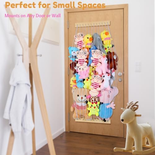 Stuffed Animal Storage Hammock Wooden Plush Toy Organizer for Kids Room Décor, Playroom Nursury Plush Toys Storage Caddy, Decoration Wall Hanging Stuffed Animal Net or Hammock Corner - Image 5