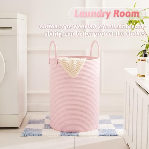 Artfeel Laundry Basket,Woven Cotton Rope Laundry Hamper,80L for Decorative Storage of Dirty Clothes,Toys and Blankets in Bathroom,Baby Room and Living Room - Image 5