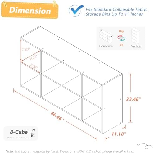 NELYE 8 Cube Organizer Bookcase White Open Shelf - Image 2