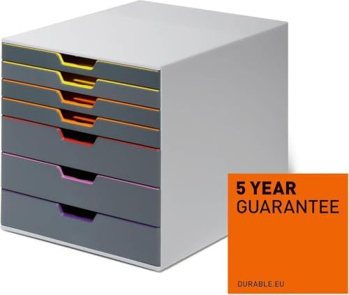 Durable Varicolor Drawer Organizer, 7 Color Coded Drawers, Gray - Image 4