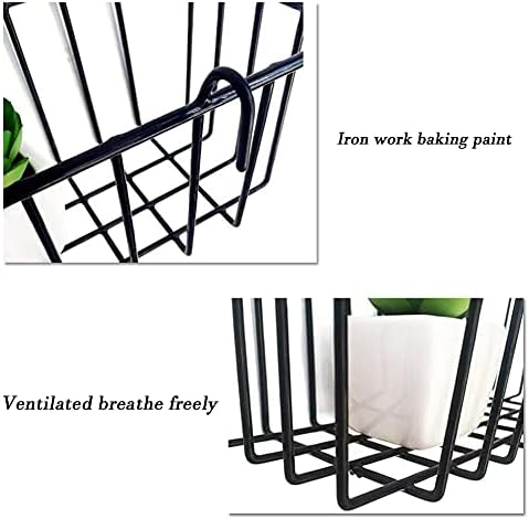 Gddochn 3 Pack Grid Panel Hanging Wire Basket, Storage and Display Basket for Wall, Kitchen, Home Decor Supplies, Potted Plants, Black - Image 7