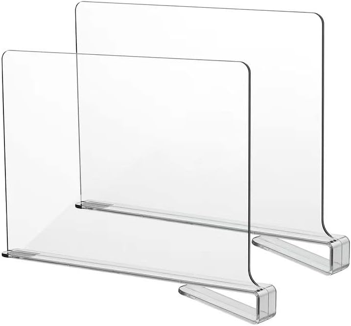 LikeU Acrylic Shelf Divider,Wood Shelf Dividers,Clear Closet Shelf Separators Clothing Organizer Perfect for Bedroom Shelving Organization and Kitchen Cabinet Shelf Storage,2 PCS by Makeyoulovelifemore