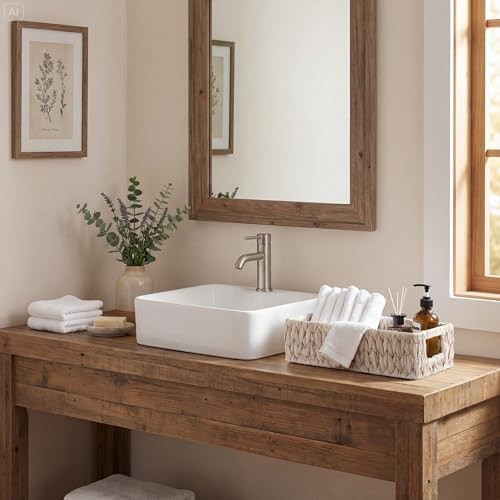 StorageWorks White Wicker Basket for Bathroom, Toilet Organizer Baskets - Image 5