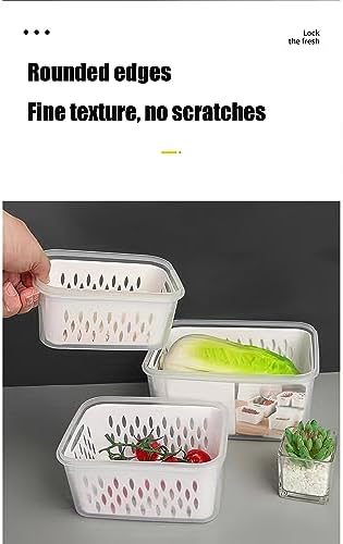 Fruit and Vegetable Storage Containers for Fridge, 6 Pcs/3 Sets Keep Fresh Produce Saver Containers Keeper, Food Storage Containers with Removable Colander (grey) - Image 5