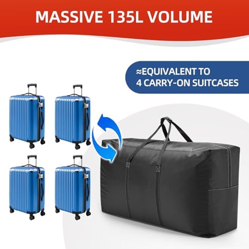 Extra Large travel duffel bag with Strong Handles, Waterproof duffel bag, Durable Zippers, Extra Large Storage Totes for Space Saving and Moving Supplies - Image 2