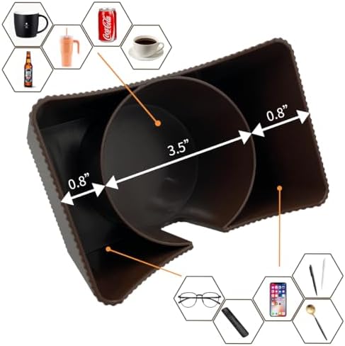 Couch Anti-Spill Drink Holder Tray, Couch Seat Cushion Cup Beverage Holder for Cups, Mugs, Bottles, Cans (Brown) - Image 3