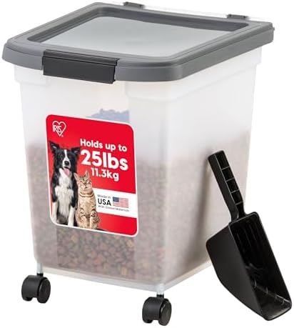 IRIS USA Dog Food Storage Container, Up to 25 lbs, Dark Gray, Made in USA by IRISUSA