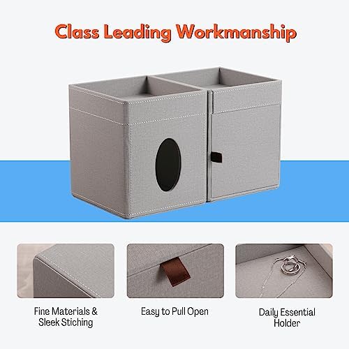 LAMOTI Tissue Box Cover Square with Storage, PU Leather Cube Tissue Holder - Image 3