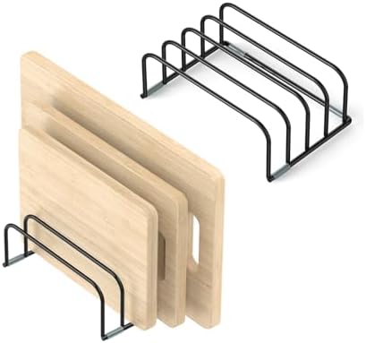 KORRTFID Cutting Board Storage Rack, Compact Cutting Board Organizer, Chopping Board Storage Stand Rack, Bakeware & Cookie Pan Sheets Organizer (2PCS 1.0 Inch) by KORRTFID