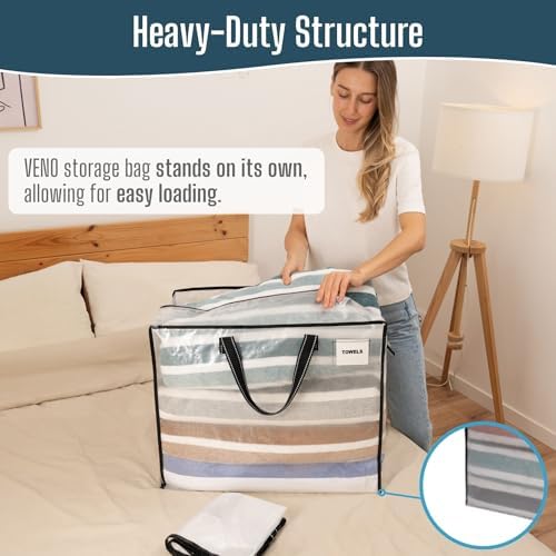 VENO Heavy Duty Moving Bags, Storage Bags, 22 Gallon, Clear, 4 Pack - Image 2