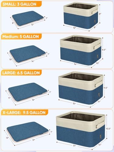 BALEINE 4 Pack Fabric Closet Storage Bins for Shelves, Linen Closet Organizers and Storage, Decorative Baskets for Organizing, Shelf, Clothes, Home, Office (Navy Blue, 12"x8"x8") - Image 2