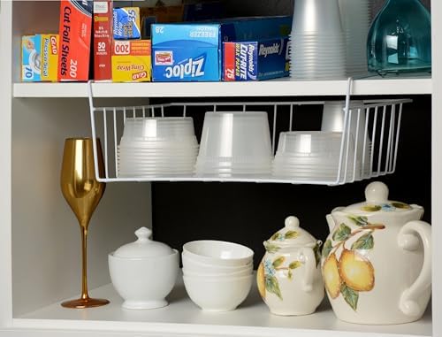 YBM Home Under Shelf Wire Basket Storage Organizer for Kitchen Pantry - Hanging Storage Cabinet Organizer Rack Adds Extra Storage Space Underside the Shelf (20, Small) - Image 2