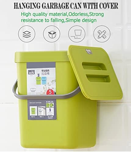 Small Trash Can with Lid Mini Kitchen Hanging Trash Can Tightly Sealed Odor Free, Small Countertop Compost Bin for Scraps from Daily Cooking, Mountable Trash Bin for Kitchen Counter,5L/1.3 Gal - Image 2