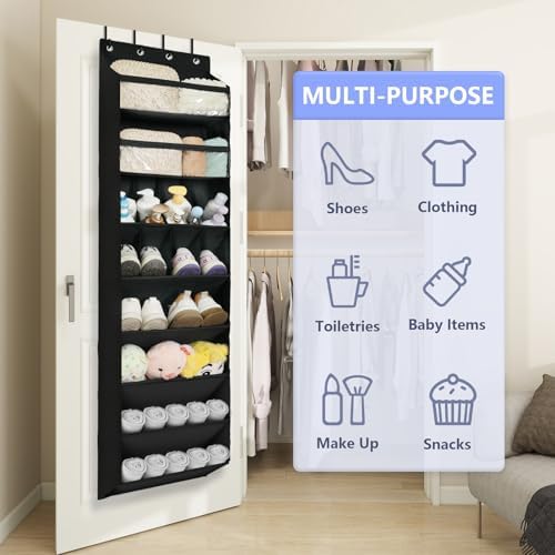 1 Pack 8 Shelves Over The Door Shoe Organizer, 68" Exlarge Deep Pockets - Image 6