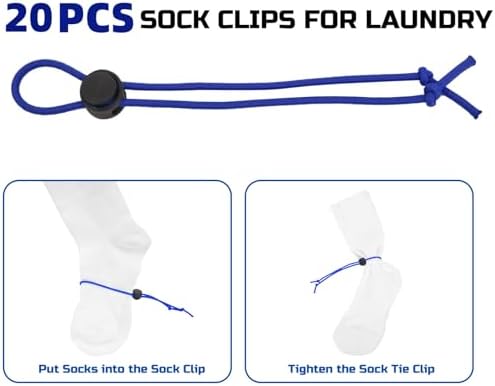 Sock Clip,Sock Holder - 20 Pcs Sock Clips for Laundry Locks Your Socks Laundry Sock Holder Sock Tie Clips Sock Organizer for for Washing Machine and Dryer with The Sock Laundry Organizer - Image 4