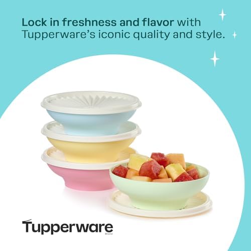 Tupperware Heritage Collection, New 4 Cereal Bowl with Lids Set in Vintage Colors, Dishwasher Safe and BPA Free (4 containers, 4 lids) - Image 5