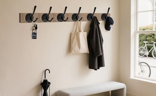 TOFIIGREM Matte Black Wall Hooks, 4 Pack Heavy Duty Coat Towel Hook Metal Double Backpack Hook Wall Mounted, Bath Towel Hooks for Entryway Cubicle Bathroom Closet Garage - Image 5