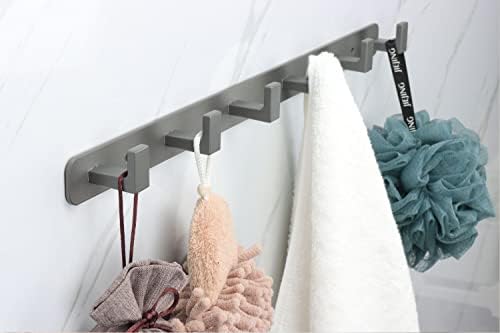 Coat Rack, Heavy Duty Stainless Steel 6 Tri Coat Hook Hanger, Wall Mounted Storage Wall Hooks, Rustic Clothes Hook/Key Hook Rail for Bathroom Kitchen Entryway(6 Hook Grey) - Image 2