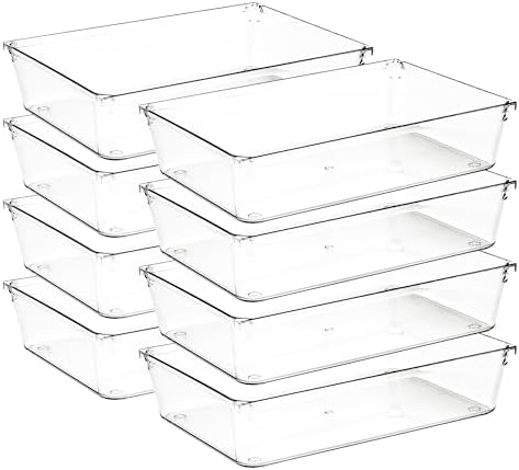 8 Pack Drawer Organizers, 6"X 9" Clear Acrylic Storage Bins by Ravinte+Decor