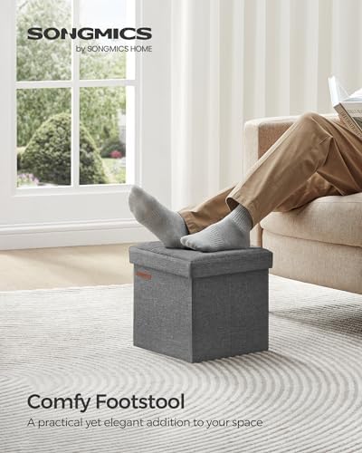 SONGMICS Small Folding Storage Ottoman, 11.8 x 11.8 x 11.8 in - Image 3