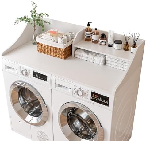 2-Tier 54" Width Washer Dryer Countertop for Laundry Room Organization by MEMOBARCO