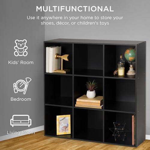 Best Choice Products 9-Cube Storage Organizer, 13.5in Shelf Opening, Bookcase, Display Shelf, Customizable w/ 3 Removable Back Panels – Black - Image 4