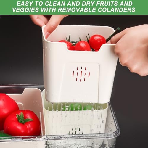 Fruit Storage Containers for Fridge with Lid and Handle, Veggie Tray Bins - Image 6