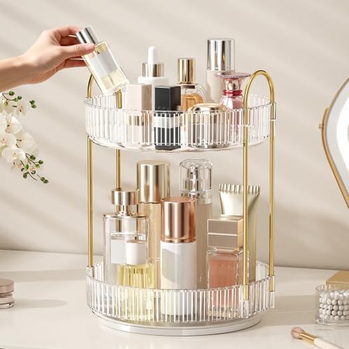 360° Rotating Makeup Organizer, Large Capacity Skincare & Cosmetics Storage - Image 4