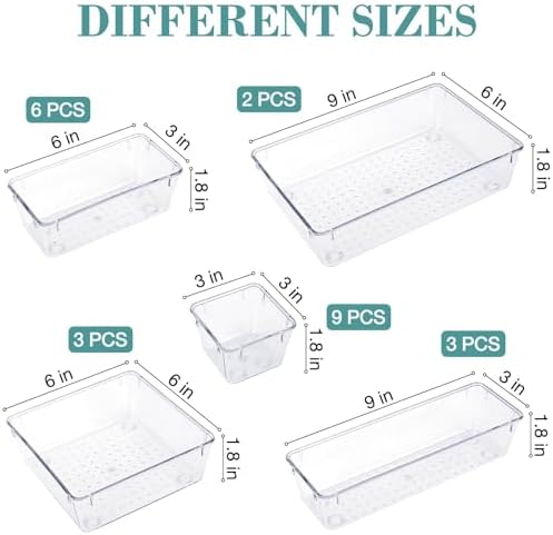 23 PCS Drawer Organizer Set, 5 Size Bathroom and kitchen organizer Trays - Image 2