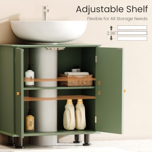 Lift Leg Bathroom Sink Vanity, Storage Cabinet (Green) - Image 4