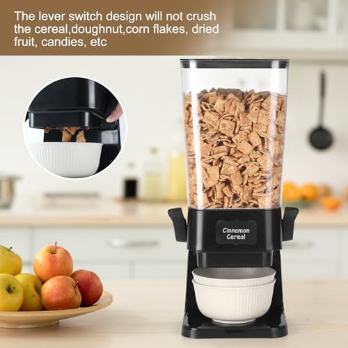 Cereal Dispenser Countertop with Cereal Bowls,16 Labels & Pen, Cereal Containers Storage, Candy Dispenser, Dry Food Dispenser For Pantry - Not Easy to Crush Food (Black, 2 Pack) - Image 5