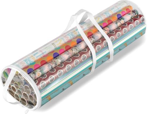 Whitmor 6044-4924 Clear Gift Wrap Organizer - Zippered Storage for 25 Rolls (Pack of 6) by Whitmor