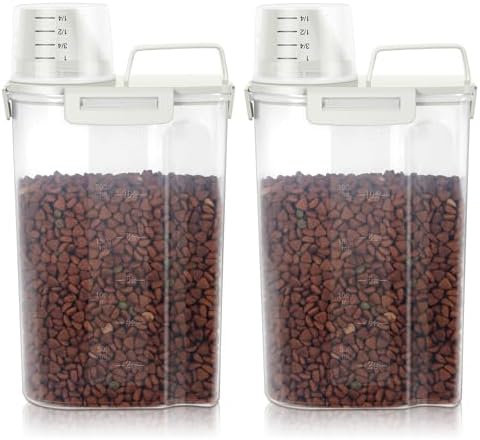3-5Lbs Airtight Small Dog Cat Pet Food Storage Container-White 2Pack by LEAWALK