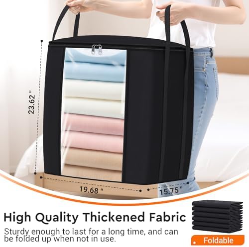 TasticTotes 120L Extra Large Blanket Clothes Storage Bags, Gray, 2 Pack - Image 2
