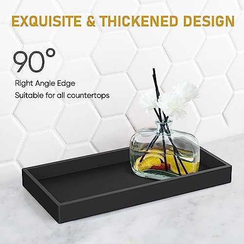 Silicone Bathroom Tray,Shatterproof Bathroom Vanity Tray（Black 10.6*5.1 in） - Image 3