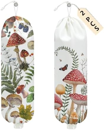 2 Pcs Mushroom Plastic Bag Holder, Wall Mount Grocery Bag Holder by Unknown