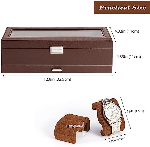 ProCase Watch Box, 6 Slot Watch Display Case with Drawer -Espresso - Image 5
