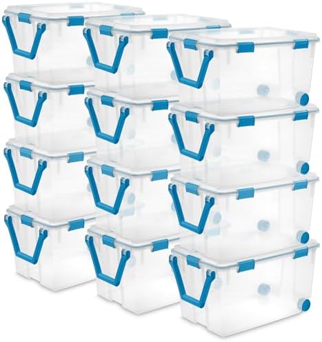 Sterilite Gasket Storage Box w/Lids for Home & Office, 120 Quart, 12-Pack by Sterilite