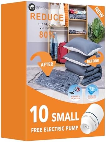 GONGSHI Vacuum Storage Bags with Electric Pump, 10-Pack, Small by GONGSHI