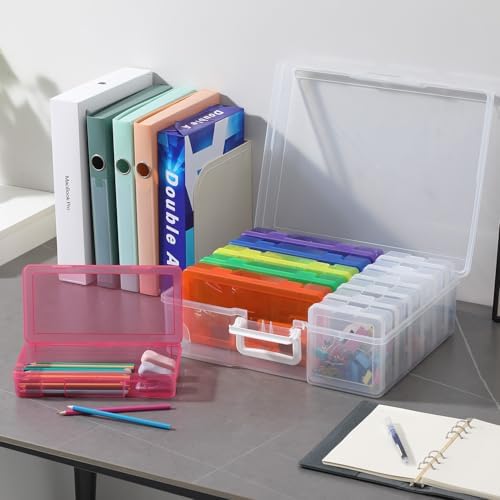 Plastic Storage Box Arts Plastic Container (6Medium Color+ 6Small Clear) - Image 5
